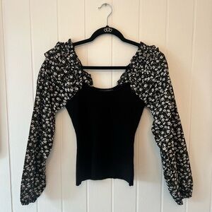 Anthropologie Woven Ruffle-Sleeve Sweater - XS